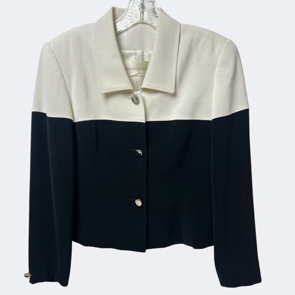 Dana Buchman Vintage 90s Black & White Skirt Suit Set — Jacket & Pencil Skirt - Picture 5 of 13